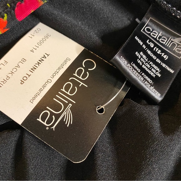 Catalina Multicolor Floral Tankini halter swim Top Lg 12-14 - Picture 6 of 6